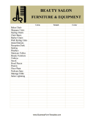 Beauty Salon Equipment And Furniture Inventory Card