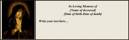 Customizable Virgin Mary Funeral Card (4 per page)