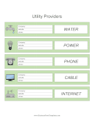 Home Utility Provider List