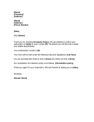 Reservation Confirmation Letter