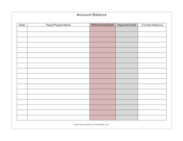 Account Balance Business Form Template