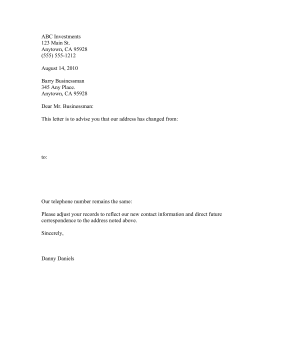 Address Change notification letter Business Form Template
