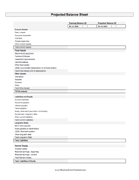 Balance Sheet Business Form Template