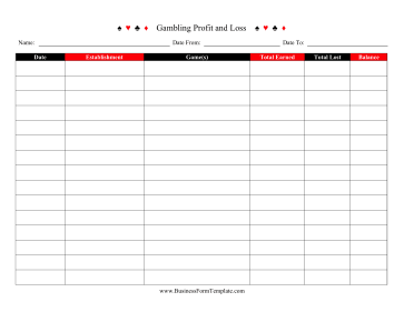 Casino Earnings Log Business Form Template