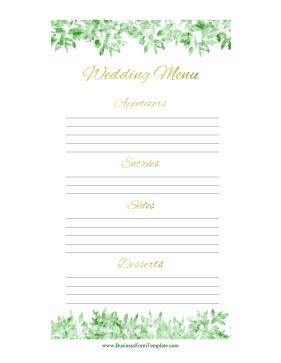 Catering Menu Wedding Business Form Template