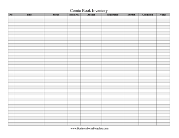 Comic Book Inventory Business Form Template