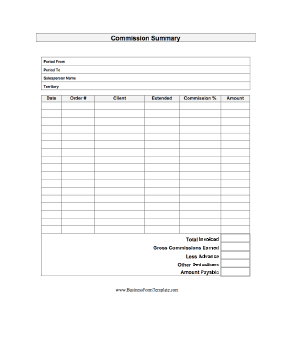 Commission Summary Business Form Template