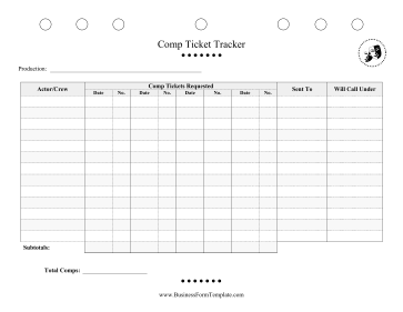 Comp Ticket Tracker Business Form Template