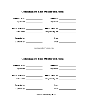 Comp Time Request Form Business Form Template