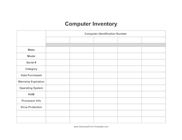 Computer Inventory Business Form Template