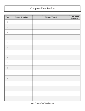 Computer Time Tracker Business Form Template