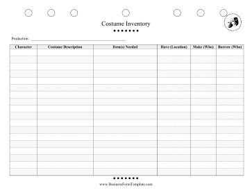 Costume Inventory Business Form Template