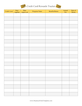 Credit Card Rewards Tracker Business Form Template