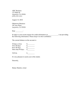 Credit Information Shared Business Form Template