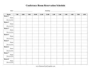 Daily Conference Room Reservation Business Form Template