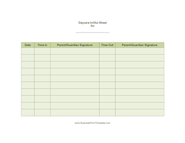 Daycare Sheet Individual Business Form Template