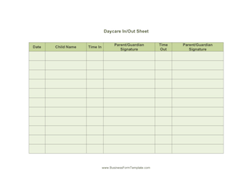 Daycare Sheet Multiple Business Form Template