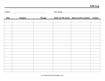 Edit Log Business Form Template