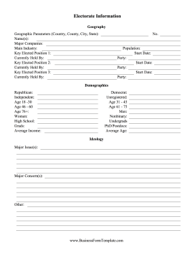Electorate Information Business Form Template