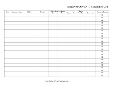 Employee Covid Vaccine Log Business Form Template