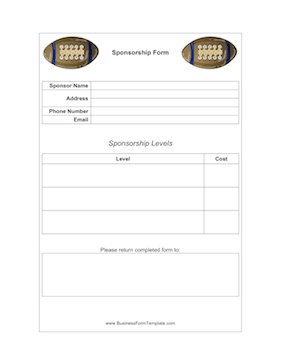 Football Sponsorship Form Business Form Template