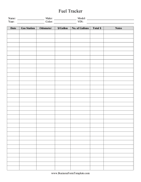 Fuel Tracker Business Form Template