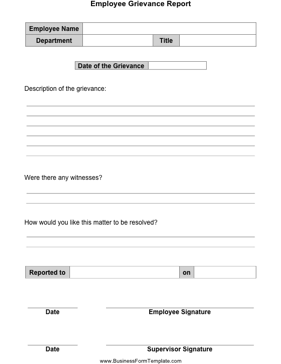Grievance Report Business Form Template