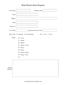 Hotel Reservation Request Business Form Template