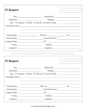 IT Request Form Business Form Template
