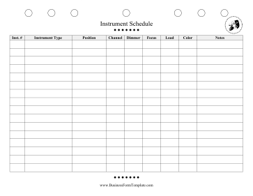 Instrument Schedule Business Form Template