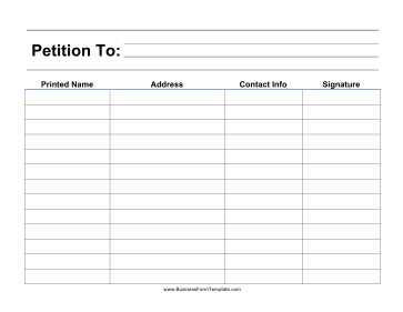 Large-Print Petition Business Form Template