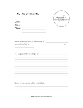 Notice of Meeting Business Form Template