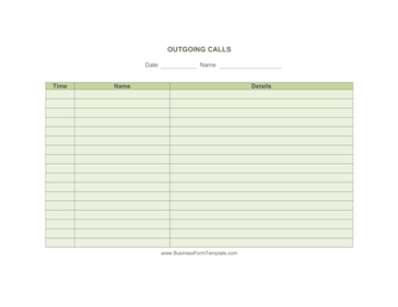 Outgoing Calls Business Form Template