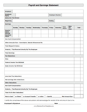Payroll Statement Business Form Template