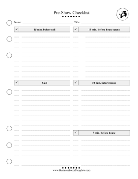 Pre-Show Checklist Business Form Template