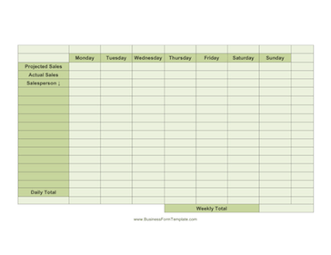 Projected Sales Business Form Template