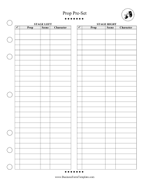 Prop Pre-Set Checklist Business Form Template