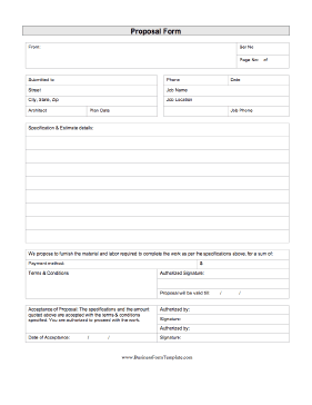 Proposal Form Business Form Template
