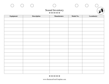 Sound Inventory Sheet Business Form Template