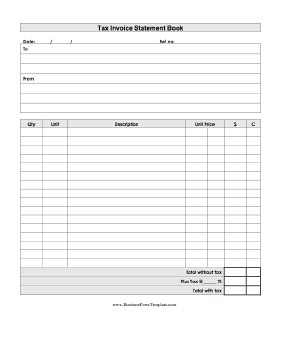 Tax Invoice Statement Book Business Form Template
