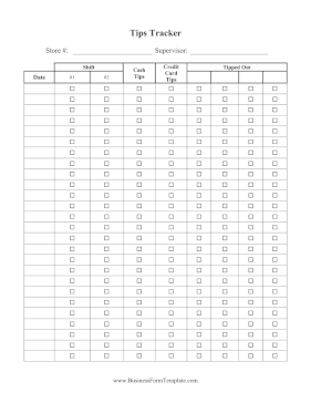 Tips Tracker Business Form Template