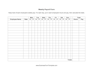 Weekly Payroll Form Business Form Template