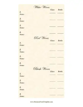 Wine List Business Form Template