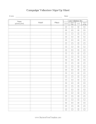Campaign Volunteer Sign Up Sheet Business Form Template