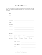 Rare Book Bill Of Sale Business Form Template