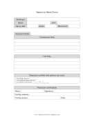 Return To Work Form Business Form Template