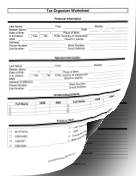 Tax Organization Worksheet (two pages) Business Form Template