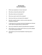 HR Specialist Interview Questions
