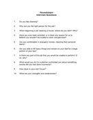 Housekeeper Interview Questions