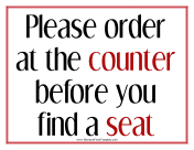 Order At Counter Sign